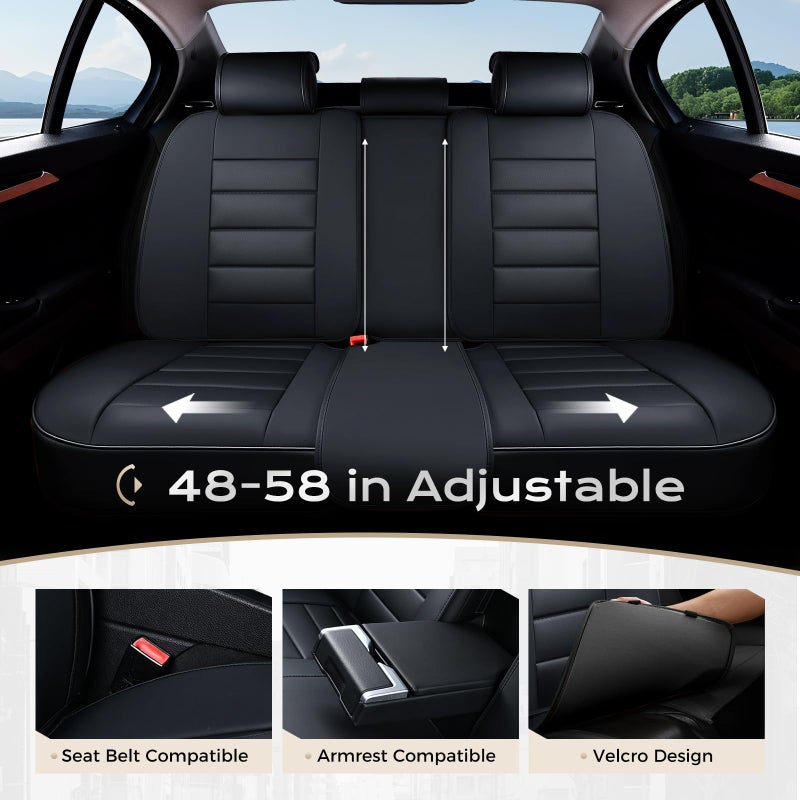 Coverado Car Seat Covers Full Set, Seat Covers for Cars, Front Seat Covers and Back Seat Cover Waterproof Leather Automotive Seat Cover, Universal Car Interior Protectors Cushion for Most Cars - Image 5
