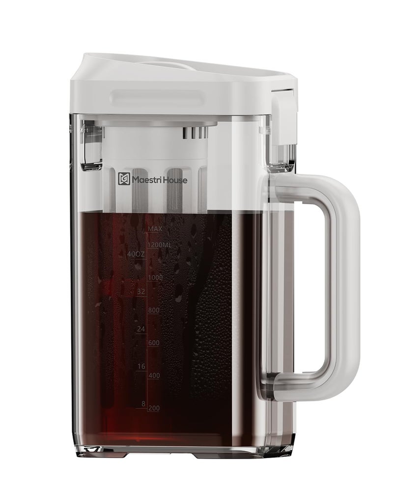 Maestri House Compact Cold Brew Coffee Maker 40oz Iced Tea and Coffee Maker Brewer Space Saving Tritan Pitcher 350 Mesh Filter 100 LeakProof - Image 2
