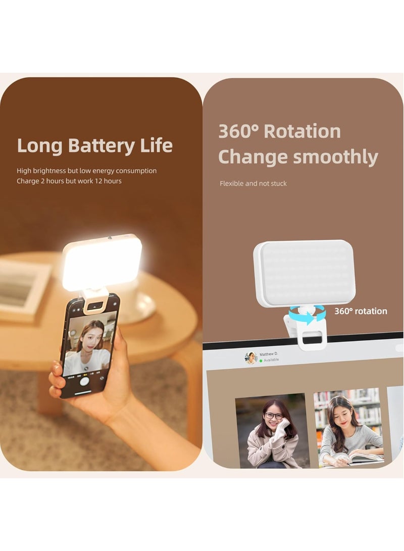 حلقة ضوء سيلفي محمولة مع مشبك - 66 مصباح LED، 3 ألوان، 5 مستويات سطوع، دوران 360°، بطارية طويلة، شحن سريع Type-C للهواتف والكاميرات واللابتوب والآيباد والكاميرا веб - Image 3