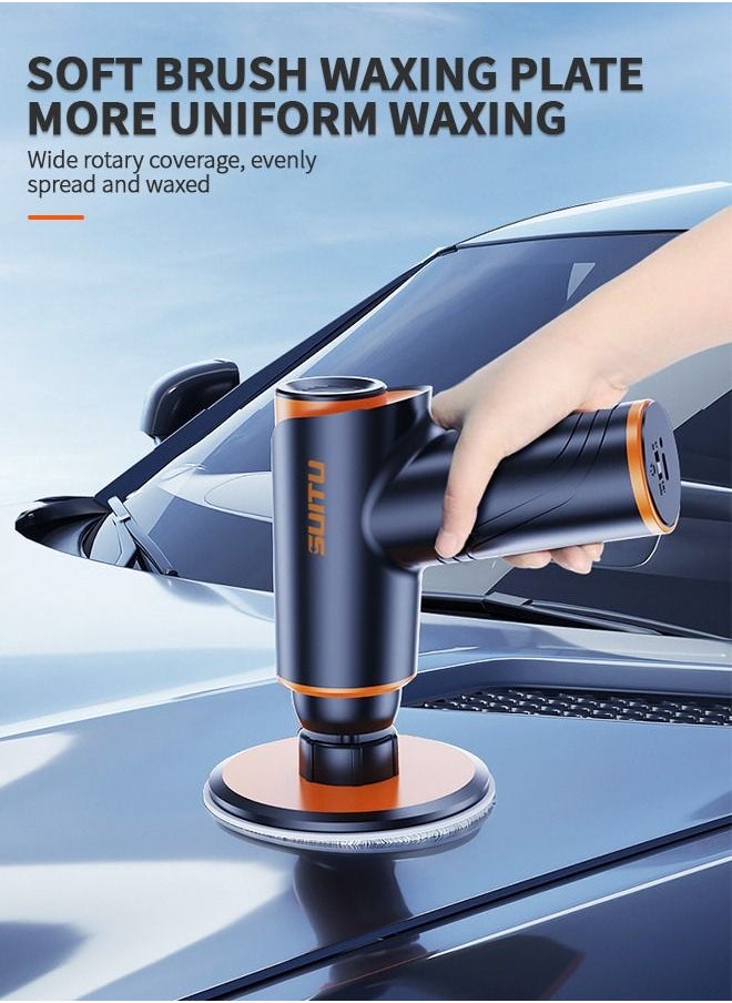 GROIC - 6 PCS Cordless Car Buffer Polisher Kit, Mini Power Sander Tool Set with 1 Dust-Removing Brush Tray, 2 Grinding Disc, 1 Plush Polishing Disk, 1 Waxing Sleeve for Car Detailing/Waxing/Scratch Repair - Image 1