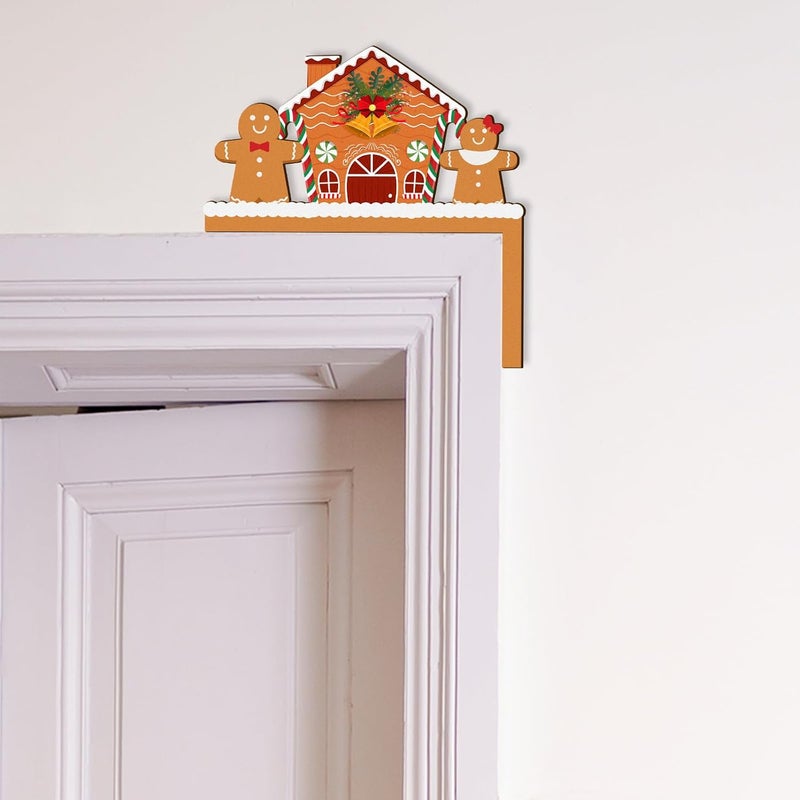 Pigort 2pcs Funny Christmas Door/Window Corner Decorations - Snowman Santa Windows Walls DIY Craft for Christmas Party Ornament (Gingerbread) - Image 4
