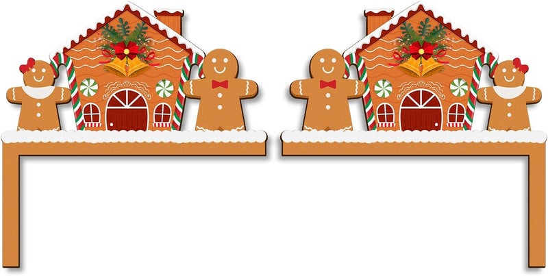 Pigort 2pcs Funny Christmas Door/Window Corner Decorations - Snowman Santa Windows Walls DIY Craft for Christmas Party Ornament (Gingerbread) - Image 1