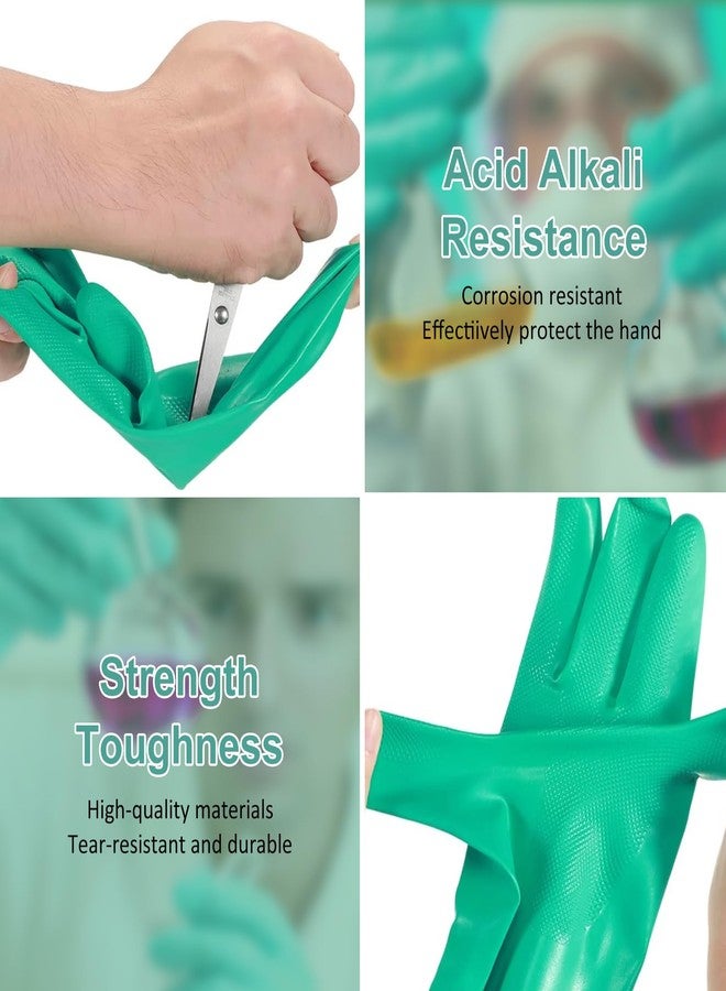 Beieverluck 10 Pairs Chemical Resistant Nitrile Gloves Reusable Heavy Duty Safety Work Gloves 12.6" Long Rubber Gloves for Acid Alkali Oil Protection and Industrial Use Household, Medium - Image 3