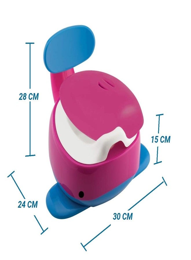 Nabhya Whale Potty Seat Toilet Training Chair Potty Seat With Closing Lid & Removable Waste Container And Backrest Support Small Size (For 6-18 Month)(Pink) - Image 4
