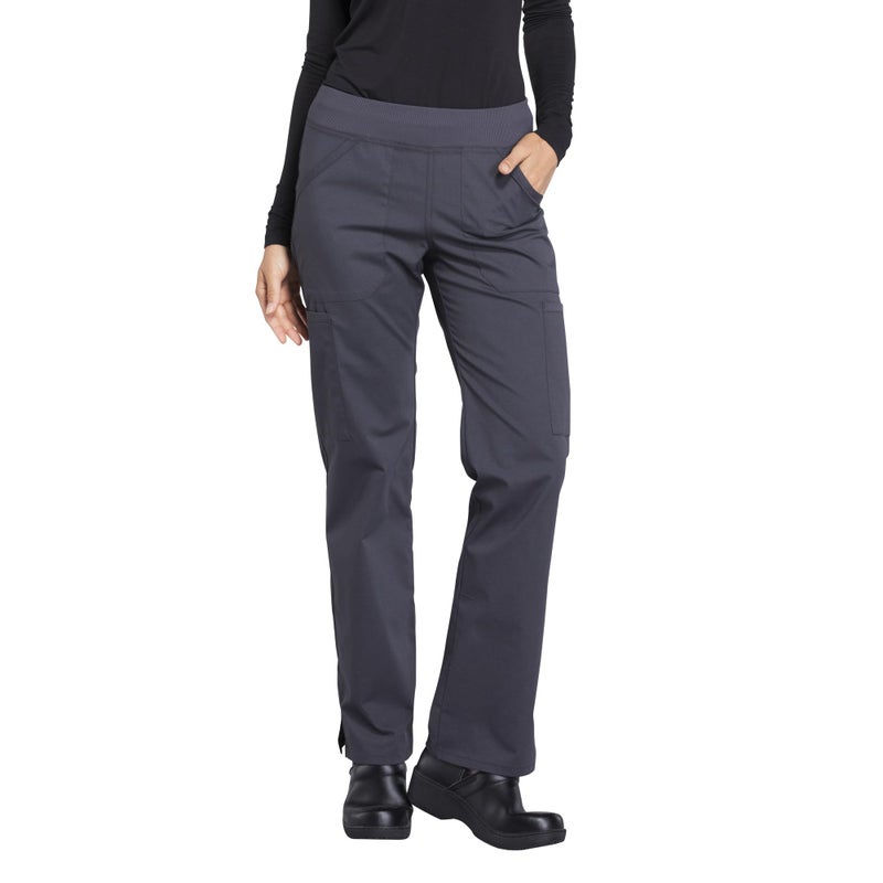 CHEROKEE Workwear Professionals Women Scrubs Pant Mid Rise Straight Leg Pull-on Cargo WW170T, M Tall, Pewter - Image 3