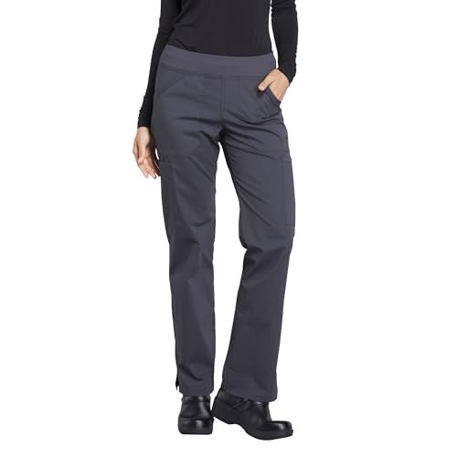 CHEROKEE Workwear Professionals Women Scrubs Pant Mid Rise Straight Leg Pull-on Cargo WW170T, M Tall, Pewter - Image 1