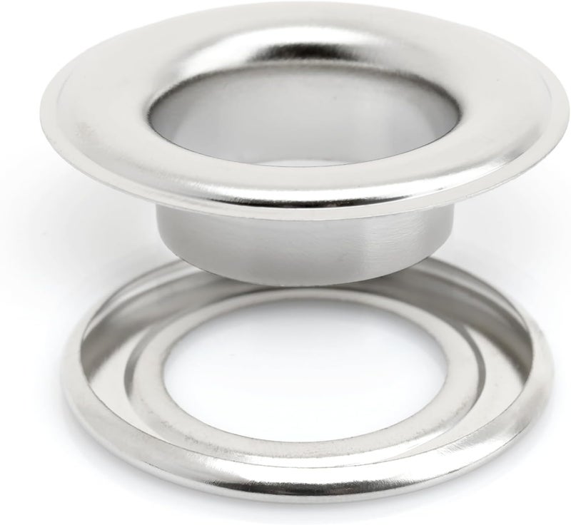 CRAFTMEMORE 3/4" (19MM) ID Grommets Eyelets with Washers for Clothes, Leather, Canvas Pack of 25 Sets (Silver) - Image 1