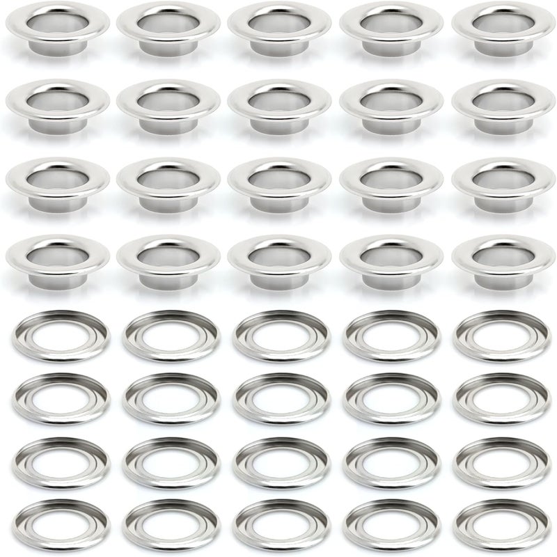 CRAFTMEMORE 3/4" (19MM) ID Grommets Eyelets with Washers for Clothes, Leather, Canvas Pack of 25 Sets (Silver) - Image 4