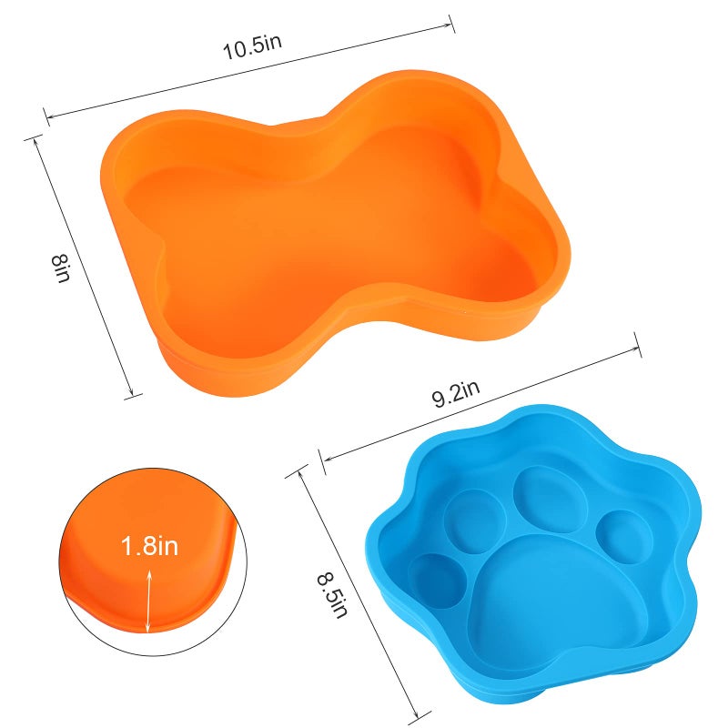 wooyaya 2Pcs Silicone Dog Birthday Cake Pans, Bone Shape, 8 Inch - Image 2