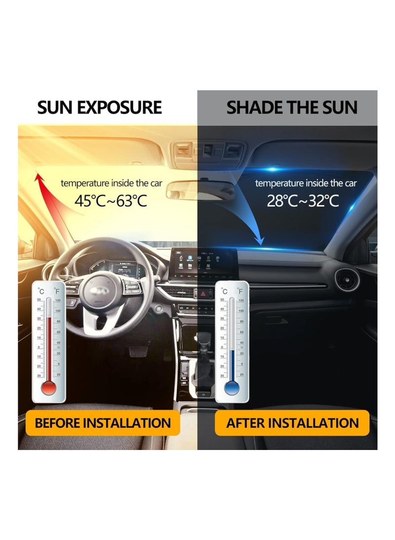 Windshield Sun Shade, car Front Windshield Sunshade with Mirror V-Cut, Foldable Front Car Sun Shield, Automotive Interior Sun Protection Fits Passenger Car, Sedans, SUV (Dazzling Laser) - Image 5