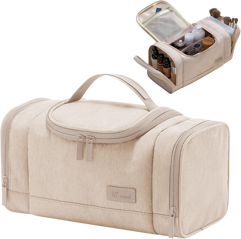 Outplea Small Toiletry Bag Wash Bag Men Women Wash Bag for Travel with Handle Portable Travel Toiletry Bag for Holiday Sports, beige, Einheitsgröße - Image 1