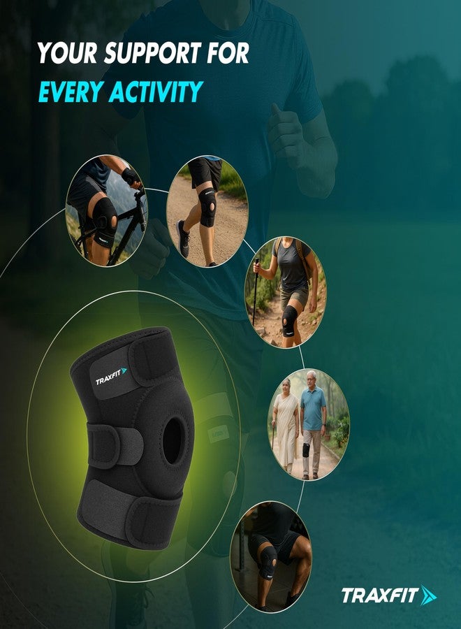 واقي الركبة TRAXFIT™ لتخفيف آلام الركبة للرجال | دعامة للركبة للرجال في الصالات الرياضية | دعامة للركبة للنساء | دعامات للركبة لتخفيف آلام الركبة | التعافي من الإصابات الرياضية والجري | قابلة للتعديل، جيدة التهوية ومريحة | مقاس موحد (عبوة من قطعتين) - Image 2