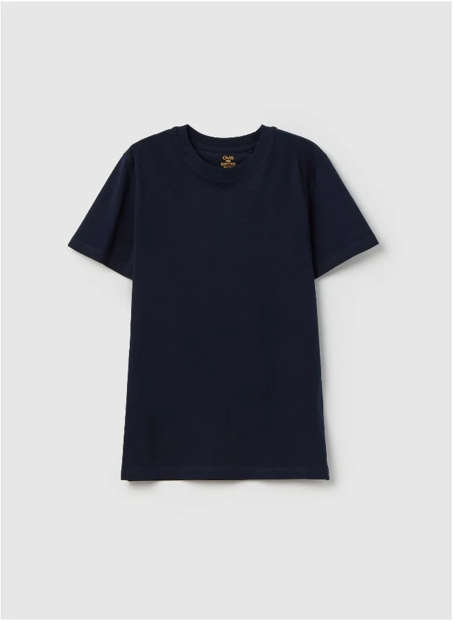 او في اس Solid colour T-shirt in organic cotton