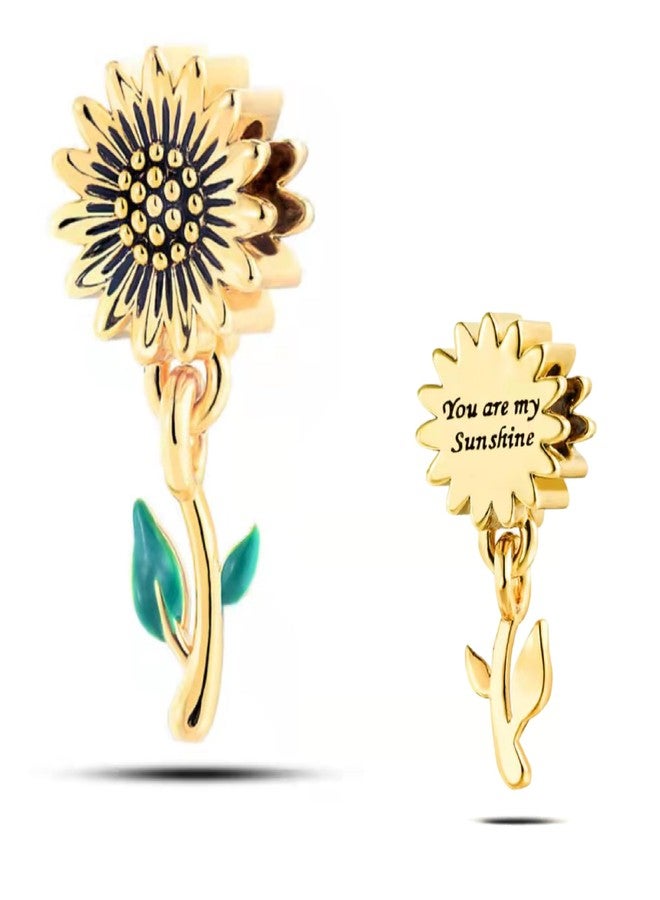 SBI Jewelry Gold Sunflower Charm Compatible with Pandora Bracelet Flower My Sunshine Shining Bead Women Anniversary Birthday Mothers Day - Image 1
