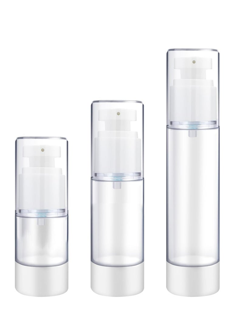 Oasisgalore 3 Pack Airless Pump Dispenser Set, 15/30/50 ml Empty Cream Bottles, Plastic Vacuum Cosmetic Containers  - Image 1