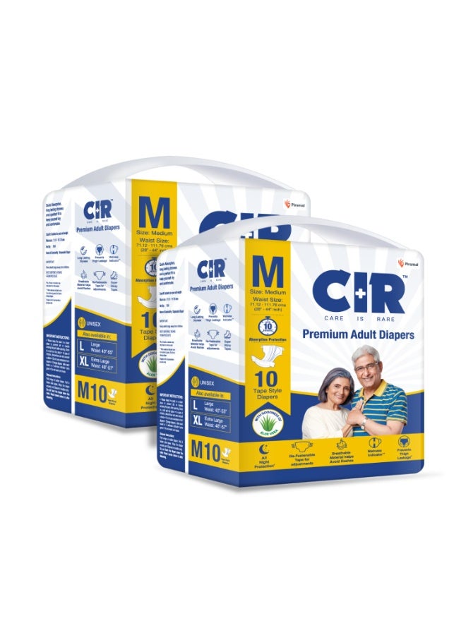 حفاضات CIR للجنسين، فاخرة، للبالغين، بتصميم شريط لاصق، توفر حماية طوال الليل مع خلاصة الصبار، مقاس متوسط ​​(M)، 20 وحدة - Image 1