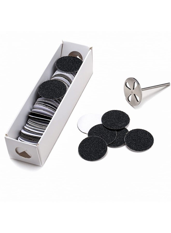 ERUIKA 100pcs Sandpaper Disc and 1pcs Metal Bit, 3/32 Shank Replaceable Pedicure Sanding Disc Bit for Dead Skin Callus Removal Electric Foot File Tools (150#(Medium)) - Image 1
