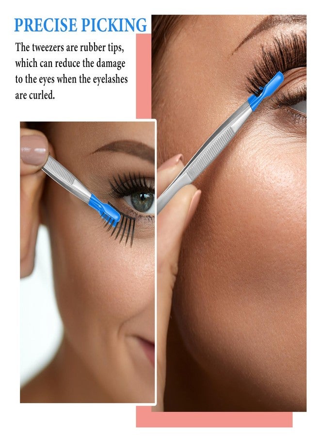 Honoson 3 Pieces Tweezers with Rubber Tips PVC Coated Rubber Long Bent Tweezers for Crafts Stamps Beads Jewelry Tools(4.33 Inch,Blue) - Image 4