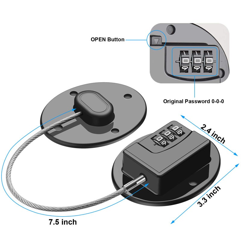 Rofio 2 Pack Refrigerator Lock - Heavy Duty Combination Fridge Lock, Child Proof Cabinet Locks(Black) - Image 2