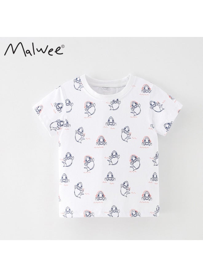 Malwee Kids Summer Boys Short Sleeve T-shirt Round Neck Children's Clothing Girls Cartoon Top Dropshipping