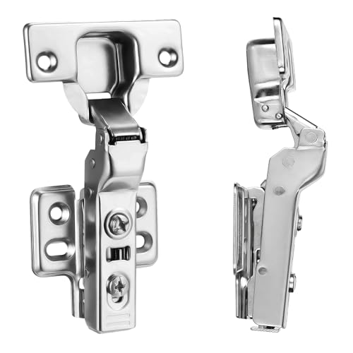 Luokim 2pcs Professional Grade Half Overlay Soft Close Cabinet Hinges Frameless Concealed Cabinet Door Hinges European Soft Closing Four-Hole Mounting Plate Hinges Nickel Plated Finish - Image 1