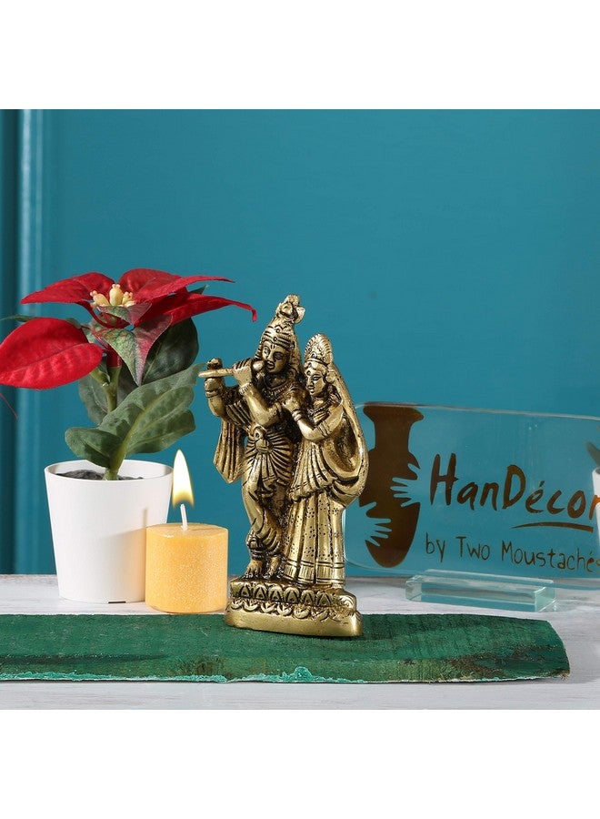 Two Moustaches Brass Radha Krishna Pair Idol, Radha Krishna Statue, Standard, Pack of 1 - Image 4