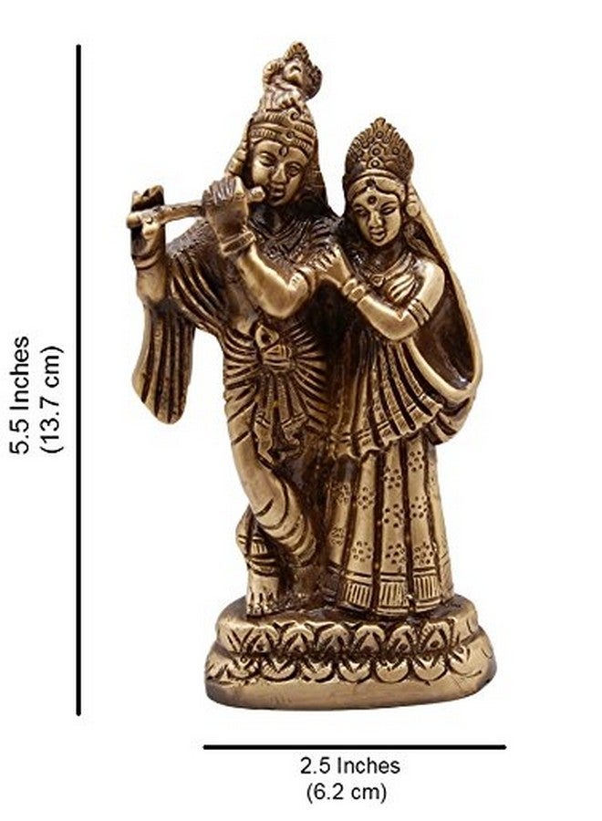 Two Moustaches Brass Radha Krishna Pair Idol, Radha Krishna Statue, Standard, Pack of 1 - Image 3