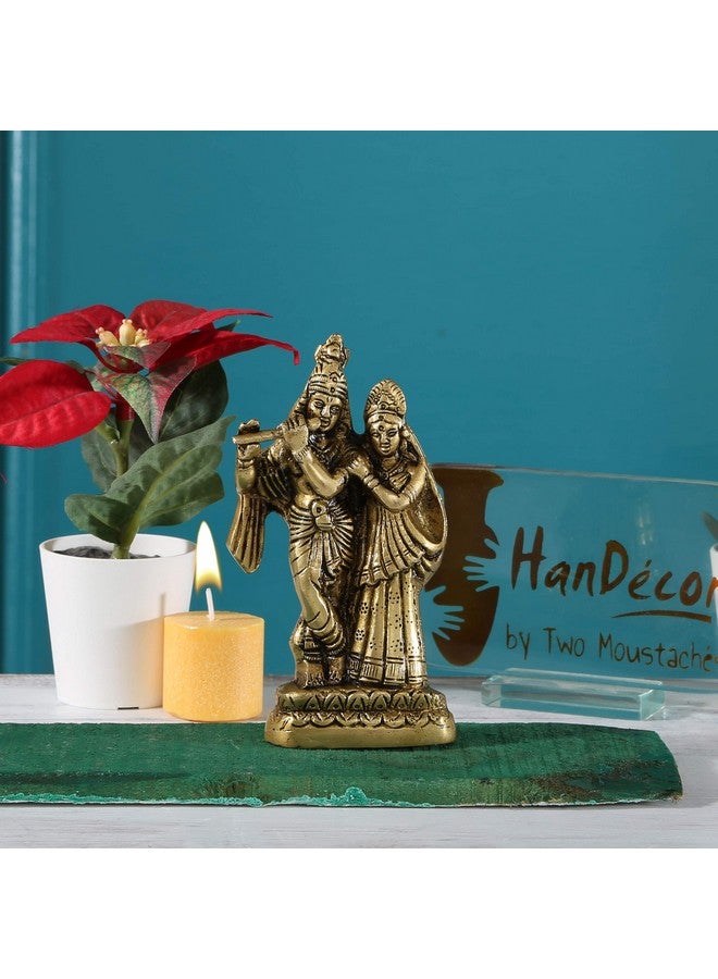 Two Moustaches Brass Radha Krishna Pair Idol, Radha Krishna Statue, Standard, Pack of 1 - Image 2