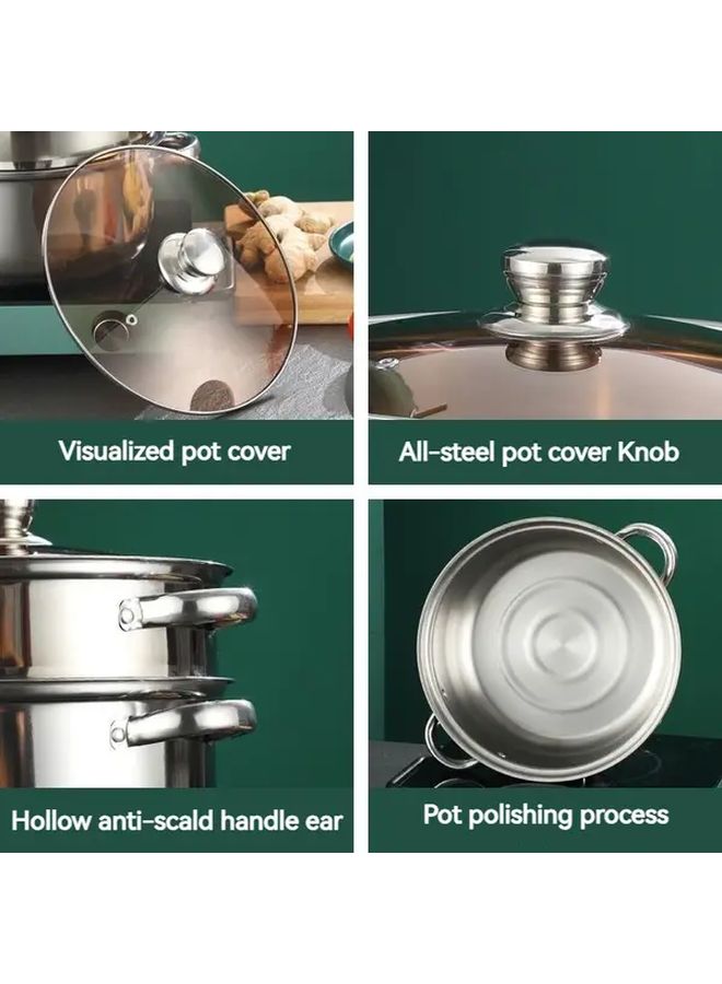 Stainless Steel Double Layer Soup Pot Nonstick 9.45 Inch Electric Steamer - Image 3