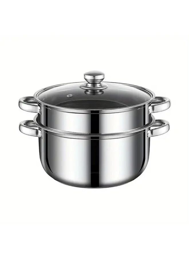 Stainless Steel Double Layer Soup Pot Nonstick 9.45 Inch Electric Steamer - Image 1