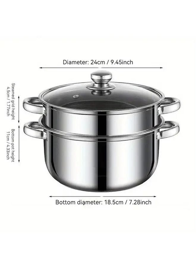 Stainless Steel Double Layer Soup Pot Nonstick 9.45 Inch Electric Steamer - Image 5