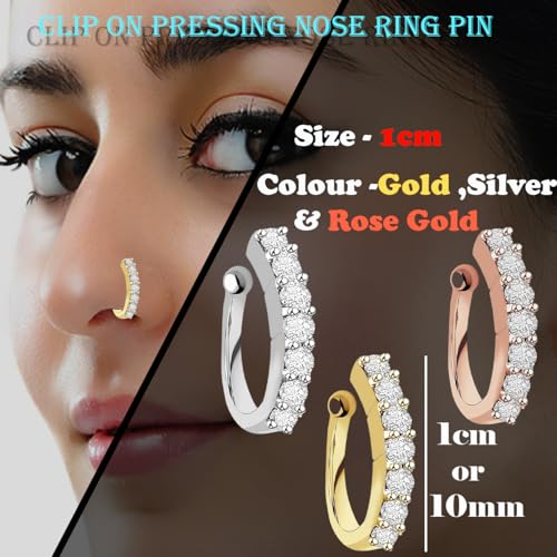 VAMA FASHIONS Clip on Nose rings without Piercing Pressing Press Type Combo Nose Pin Stud for Women & Girls (Clip On Pressing Nose ring) - Image 3