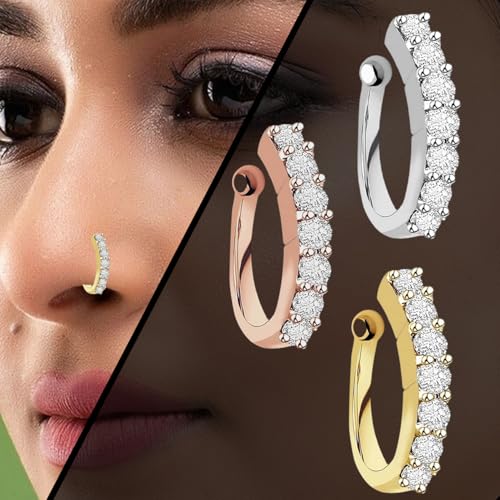 VAMA FASHIONS Clip on Nose rings without Piercing Pressing Press Type Combo Nose Pin Stud for Women & Girls (Clip On Pressing Nose ring) - Image 2