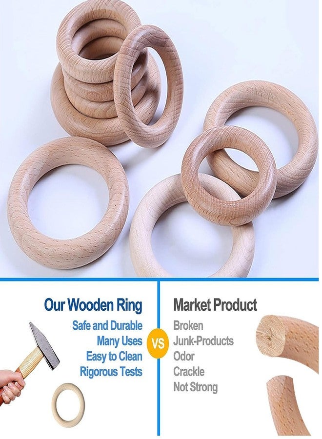 VIHLANATH Silicone & Wooden Baby Teether for 3+ Months | BPA Free Soft Teething Toy | Safe Teether for Infants | Round Shape | Color - Beige - Image 3