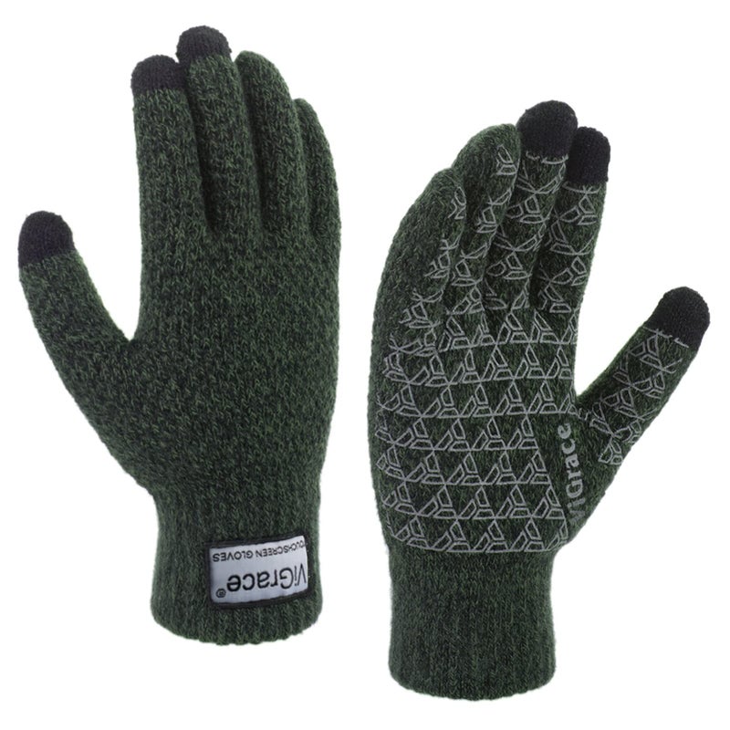 ViGrace Winter Warm Touchscreen Gloves for Men and Women Touch Screen Fleece Lined Knit Anti-Slip Wool Glove (Dark Gray, Medium) - Image 1