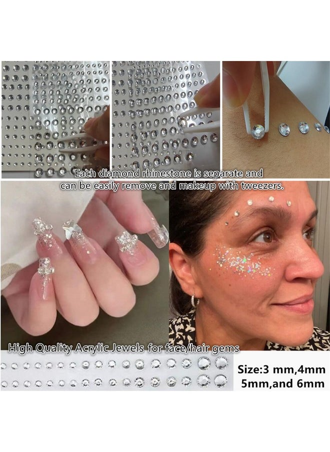 Go Ho - 423 Pieces Self Adhesive Face;Hair Gems Rhinestones,Body Glitter Eye Gems Diamonds Rhinestones Crystals Hair Jewels Stick On Face Jewels For Singer Concerts Festival Rave,Hair;Nails Rhinestones - Image 1