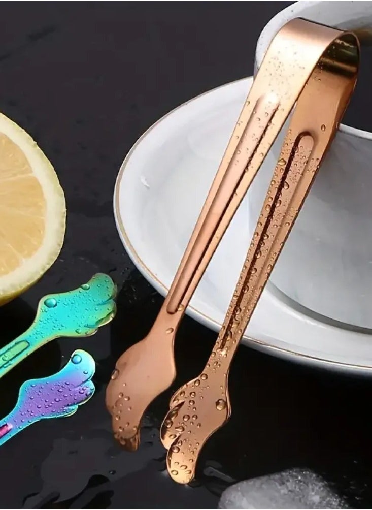 Sugar Tongs, Leaf Shell Head Design, Premium 304 Stainless Steel, Mini Ice Tongs, Kitchen Tongs, Forceps for Daily Use, Baking Tongs