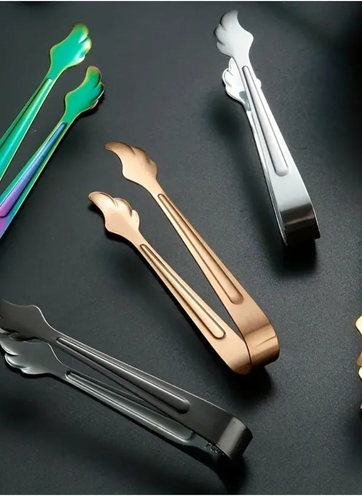 Sugar Tongs, Leaf Shell Head Design, Premium 304 Stainless Steel, Mini Ice Tongs, Kitchen Tongs, Forceps for Daily Use, Baking Tongs