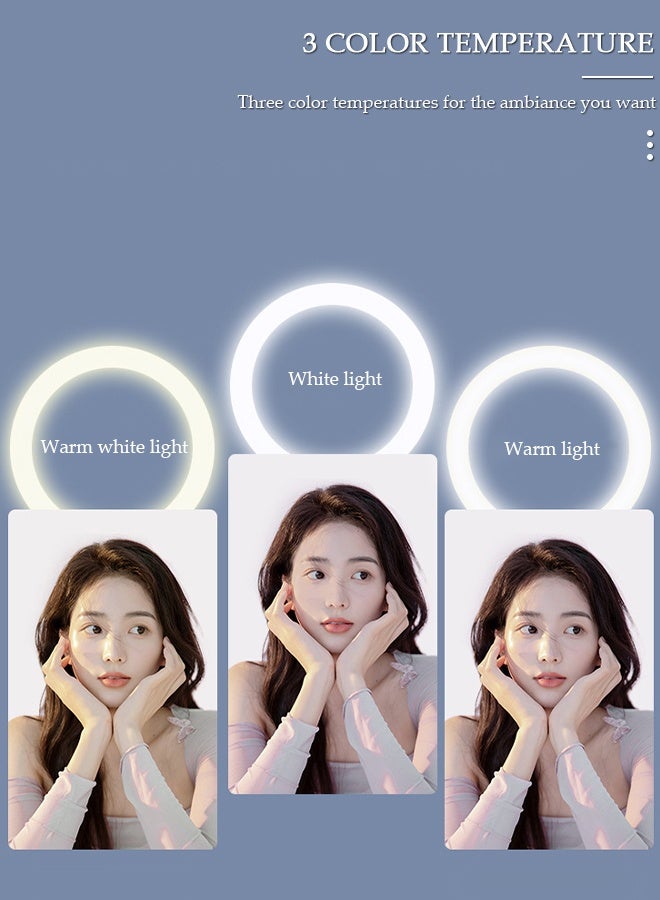 DUNISO حلقة إضاءة سيلفي مقاس 10 بوصات مع حامل ثلاثي القوائم للأرضية بطول 170 سم وحامل مكتب، إضاءة دائرية LED قابلة للتعتيم مع حامل للهاتف، للمكياج، والتقاط صور سيلفي، وتسجيل الفيديو، والبث المباشر - Image 4