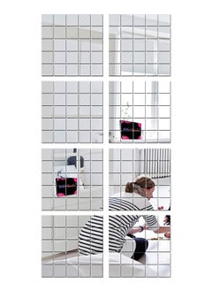 Bikri Kendra Bikri Kendra 200 Square Silver 3D Acrylic Mirror Wall Stickers for Home Office 
