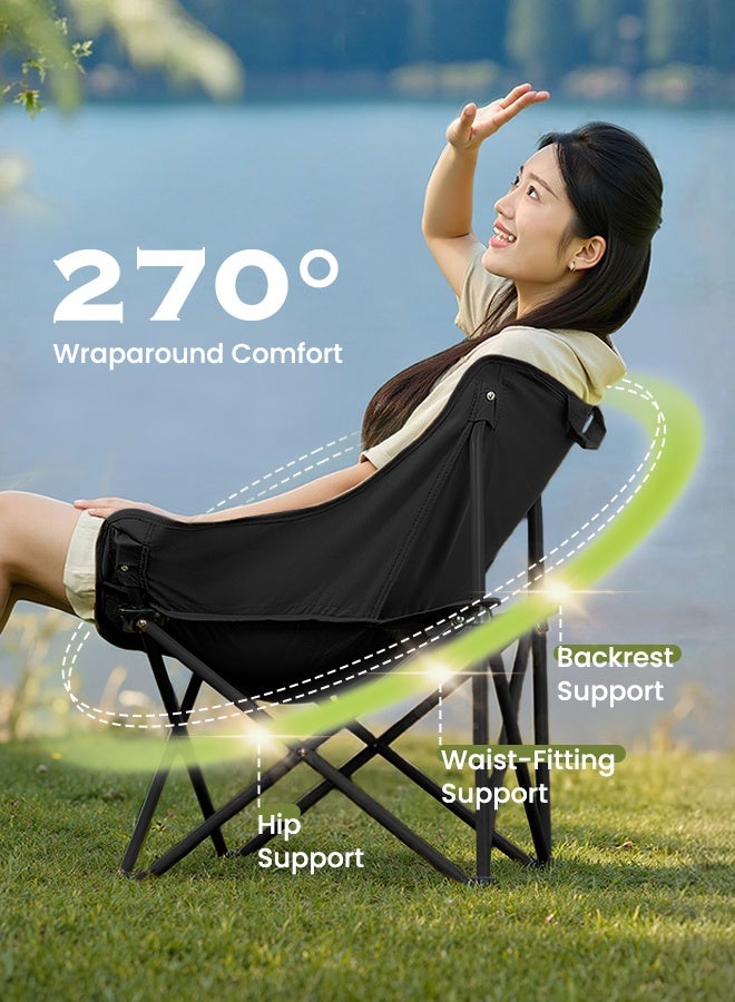 hibobi 1PCS Outdoor Folding Camping Chair, Portable Travel Chair, Beach Chair with Thick Padded Seat, 150KG Load Capacity, Ideal for Camping, Picnic and Fishing - Image 5