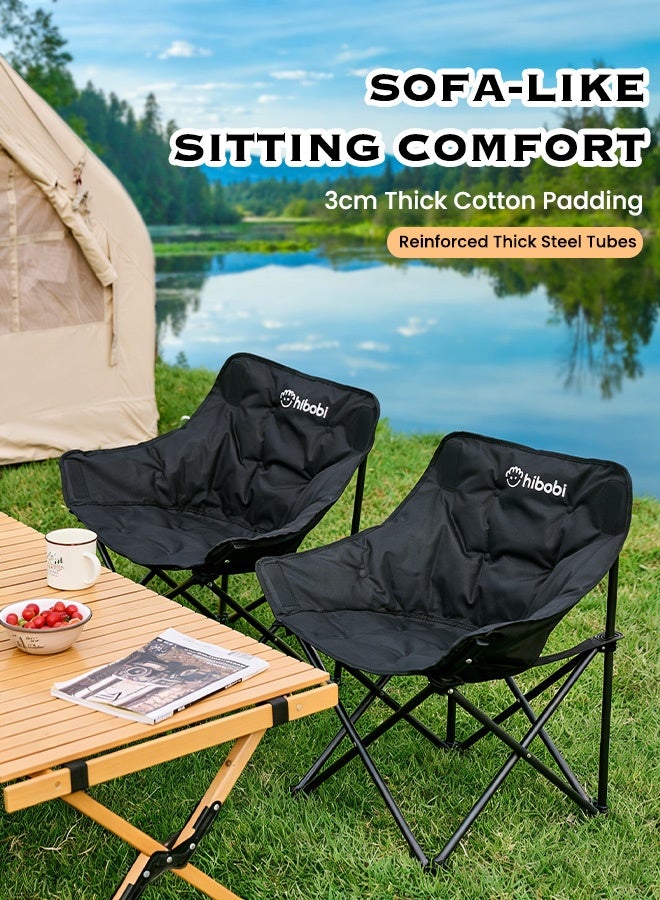 hibobi 1PCS Outdoor Folding Camping Chair, Portable Travel Chair, Beach Chair with Thick Padded Seat, 150KG Load Capacity, Ideal for Camping, Picnic and Fishing - Image 1