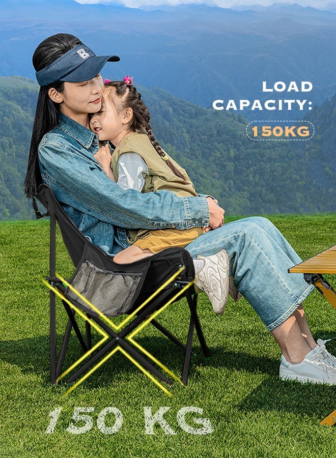 hibobi 1PCS Outdoor Folding Camping Chair, Portable Travel Chair, Beach Chair with Thick Padded Seat, 150KG Load Capacity, Ideal for Camping, Picnic and Fishing - Image 4