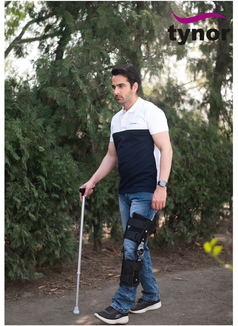 Tynor - Knee Brace controls and restricts degree of flexion of the knee joint through a multi-point fixation system to allow a range of motion or immobilization to the knee - Image 1