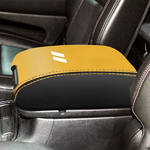 YOSRTER for Dodge Durango Accessories 2011-2018 2019 2020 Center Console Armrest Cover Interior Box Anti-Scratch Leather Central Armrest Decoration (Yellow Trim - Image 1