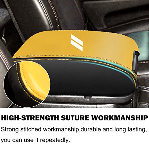 YOSRTER for Dodge Durango Accessories 2011-2018 2019 2020 Center Console Armrest Cover Interior Box Anti-Scratch Leather Central Armrest Decoration (Yellow Trim - Image 3