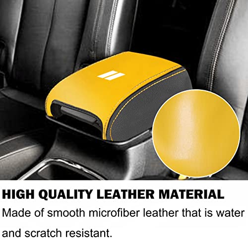 YOSRTER for Dodge Durango Accessories 2011-2018 2019 2020 Center Console Armrest Cover Interior Box Anti-Scratch Leather Central Armrest Decoration (Yellow Trim - Image 2