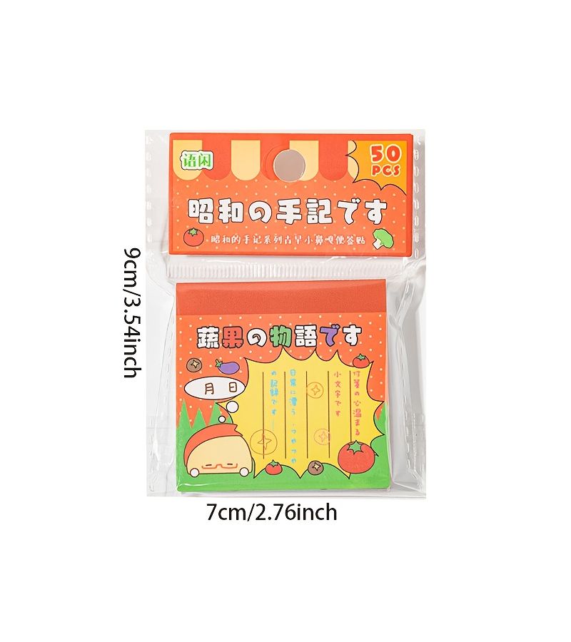 Showa Handwritten Vintage Tea Time Sticky Notes 50 Sheets Memo Pads - Image 2
