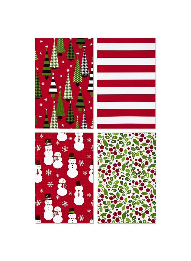 هولمارك صناديق هدايا عيد الميلاد متوسطة الحجم من هولمارك مع أغطية (12 صندوقًا للقمصان، 4 تصاميم: أشجار، خطوط، رجال ثلج، هولي) لعيد الميلاد، حفلات الأعياد، هدايا المضيفات - Image 3