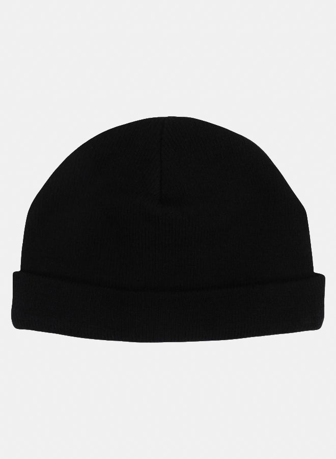 playmore Unisex Wool Ice Cap - Black with Smiley Face Appliqued - Image 2